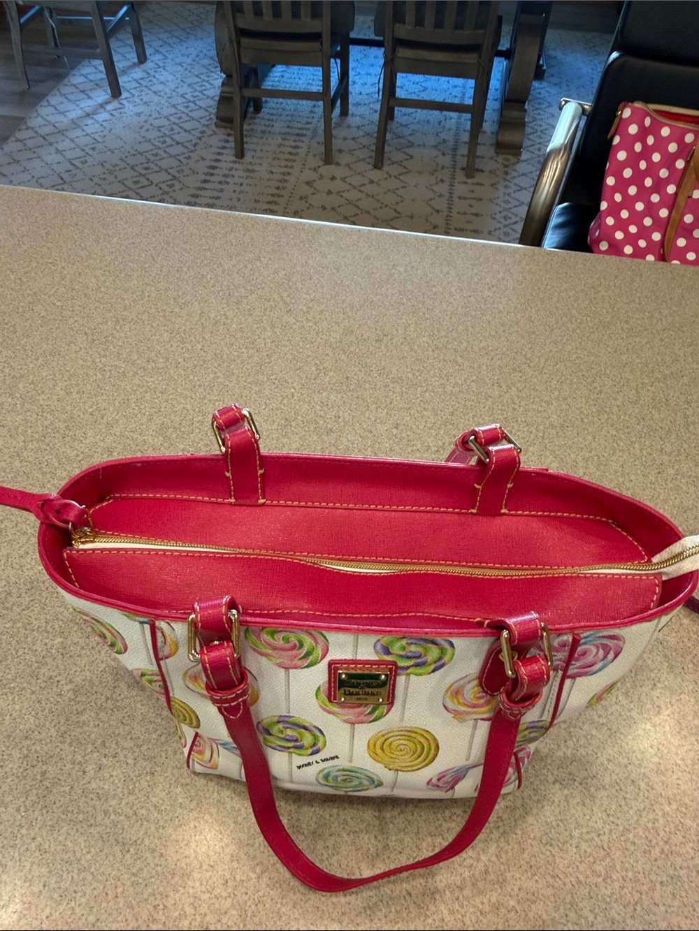 Dooney & Bourke Pink-Trim Lollipop Print Tote - Picture 3 of 10